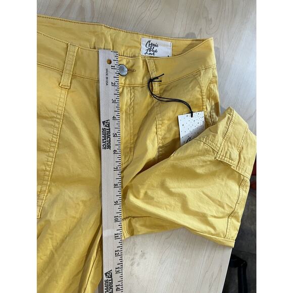 Cosmic Blue Love Yellow Cargo Crop Pants Womens Waist 27P - Picture 7 of 7